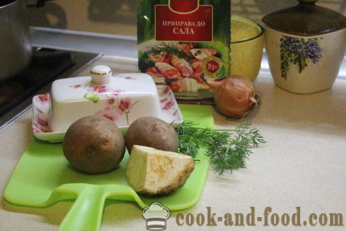 Burgonya, burgonyapüré zeller és hagyma - hogyan hagymás tört burgonyával és a zeller, a lépésről lépésre recept fotók