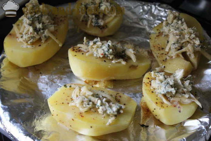 Sült burgonya sajttal - ízletes főzni a burgonyát a sütőbe, egy lépésről lépésre recept fotók