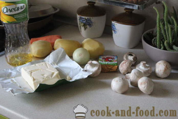 Gombás sajtos - hogyan kell főzni sajt gombával jobb gyorsan ízletes, egy lépésről lépésre recept fotók