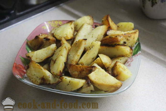 Sült burgonyával Mézes-mustáros a sütőben - a finom főzni a burgonyát a lyuk, lépésről lépésre recept fé