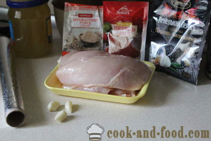 Főoldal füstölt csirkemell fóliában -, hogyan lehet egy füstölt csirkét a sütőbe, egy lépésről lépésre recept fotók