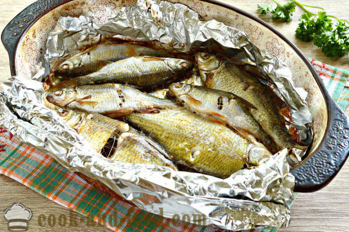 Kis hal sült a kemencében - hogyan kell főzni egy finom kis folyó hal, lépésről lépésre recept fotók