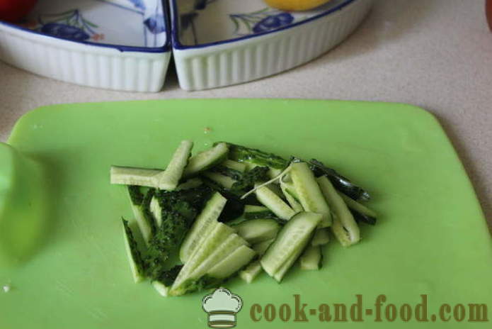 Zöldség saláta feta -, hogyan kell elkészíteni a saláta feta sajttal és zöldség, a lépésről lépésre recept fotók