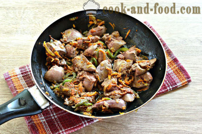 Párolt csirkemáj zöldségek - hogyan kell főzni a csirkemáj a serpenyőben, lépésről lépésre recept fotók