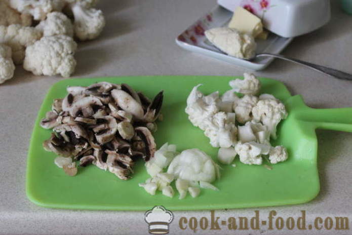 Krémes gombával és karfiol - hogyan kell főzni a gombával, lépésről lépésre recept fotók