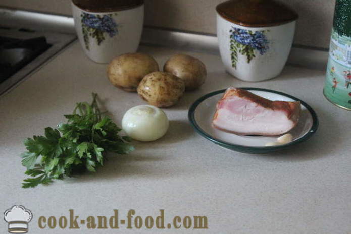Ízletes burgonya fokhagymás szalonna -, hogyan kell főzni egy finom újburgonya, lépésről lépésre recept fotók