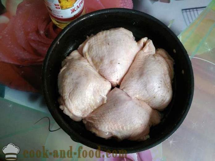 Csirkecombok a sütőben - mint egy finom sült csirkecomb a sütőben, a lépésről lépésre recept fotók