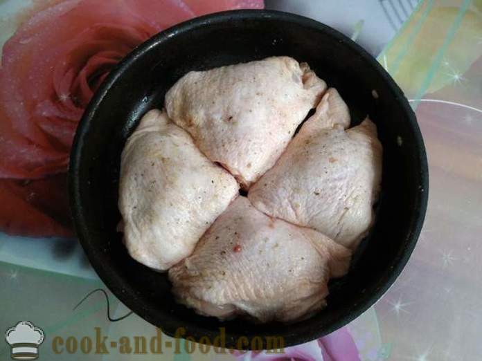 Csirkecombok a sütőben - mint egy finom sült csirkecomb a sütőben, a lépésről lépésre recept fotók