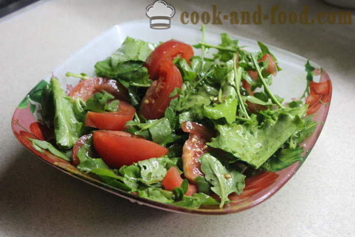 Finom saláta rukkolával és paradicsommal - hogyan kell elkészíteni a saláta rukkolával, lépésről lépésre recept fotók