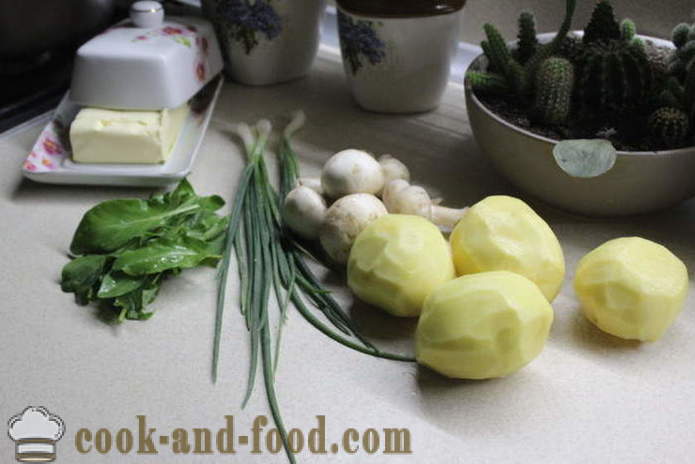 Rakott nyers burgonya gombával és sóska - hogyan lehet egy rakott burgonya, gomba, lépésről lépésre recept fotók