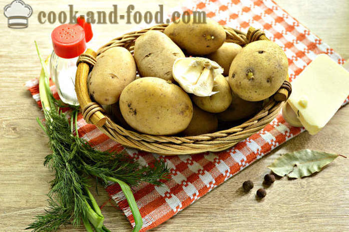Főtt burgonyával új fokhagymával és gyógynövények - hogyan kell főzni újburgonyára ízletes és megfelelően lépésről lépésre recept fotók