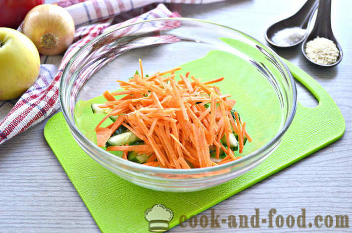 Friss saláta szezámos - hogyan lehet egy saláta szezámmag és zöldségek, a lépésről lépésre recept fotók