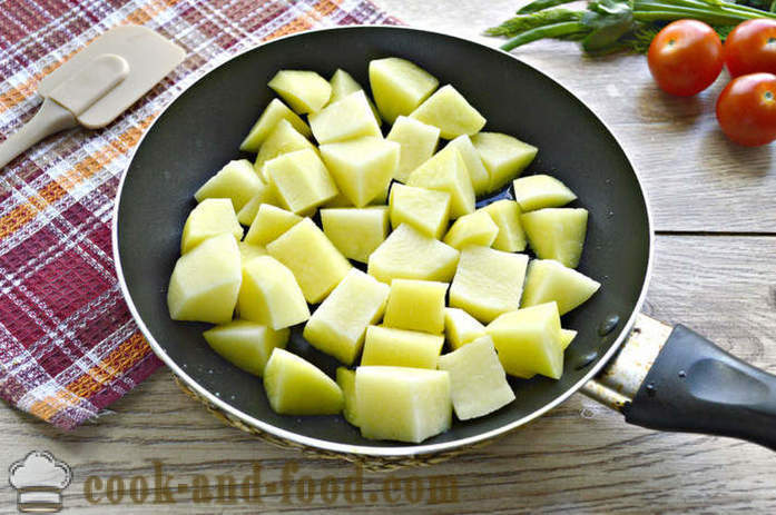Burgonya párolt hús és zöldség -, hogyan kell főzni finom burgonyát egy serpenyő, egy lépésről lépésre recept fotók