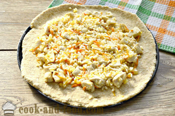 Pie teljes kiőrlésű gabona csirke és a rizs -, hogyan kell főzni egy csirke pite a sütőben, a lépésről lépésre recept fotók