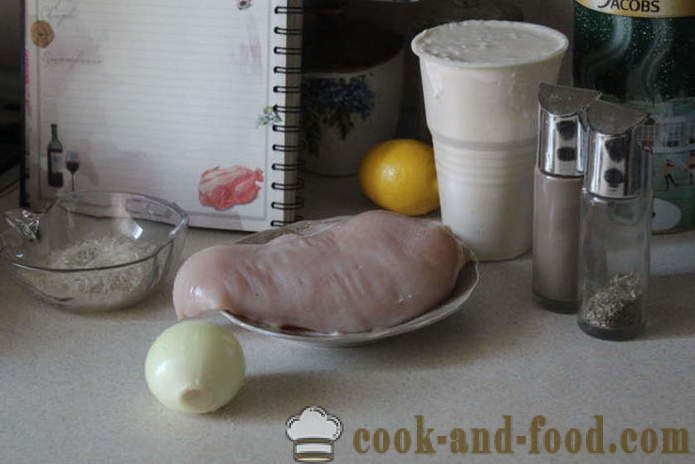 Húsgombóc darált csirke rizzsel és tejfölös mártással - hogyan kell főzni húsgombóc darált csirke és a rizs, a lépésről lépésre recept fotók
