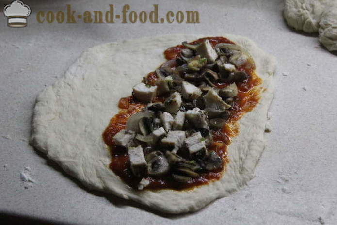 Pizza calzone csirke otthon - hogyan kell egy calzone otthon, lépésről lépésre recept fotók