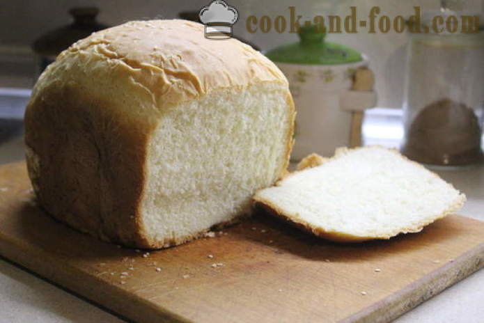 Tejfehér kenyeret a kenyér gép - hogyan kell kenyeret sütni, a tej, a lépésről lépésre recept fotók