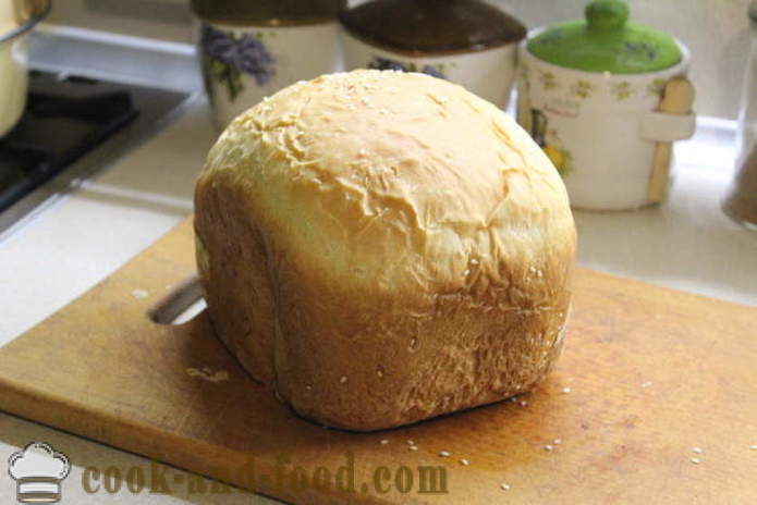 Tejfehér kenyeret a kenyér gép - hogyan kell kenyeret sütni, a tej, a lépésről lépésre recept fotók
