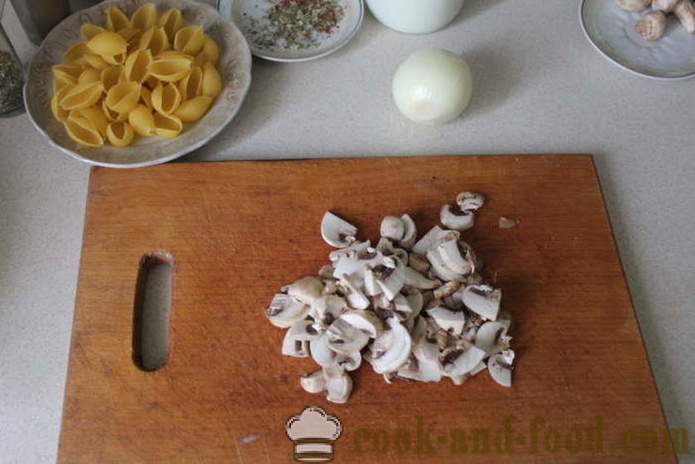 Töltött tészta héja darált gomba - hogyan töltött tészta héja a sütőben, a lépésről lépésre recept fotók