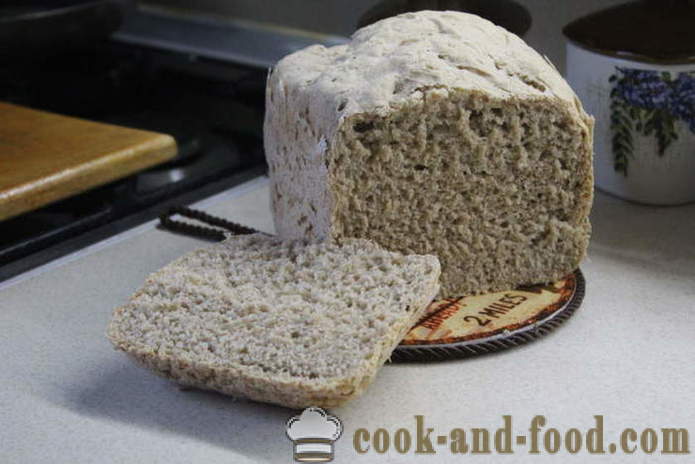 Rusztikus kenyér a kenyérsütő rozsból és teljes kiőrlésű liszt - hogyan lehet kenyeret különböző típusú lisztet a kenyérsütő, lépésről lépésre recept fotók