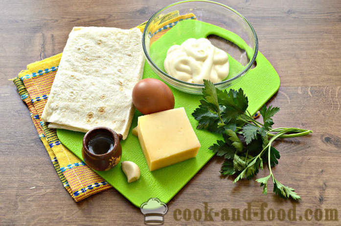 Boríték pita sajttal és gyógynövények - hogyan lehet borítékot lavash sajttal, lépésről lépésre recept fotók