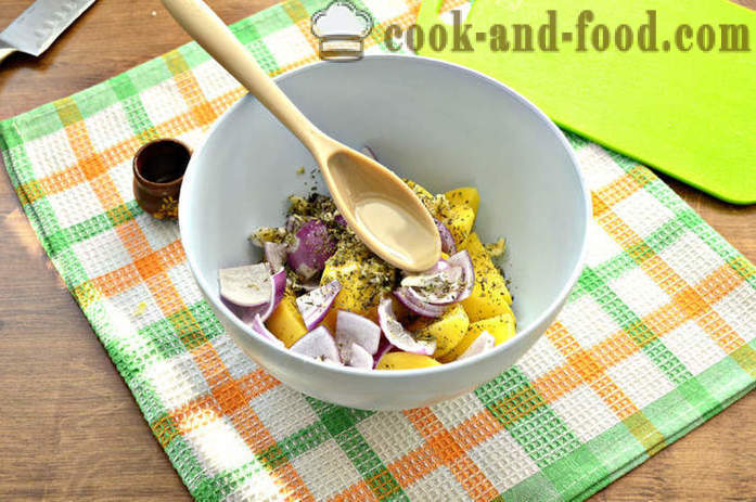 Sült burgonya szeleteket a sütőbe - mint sült burgonya szeletek ropogós kéreg, a lépésről lépésre recept fotók