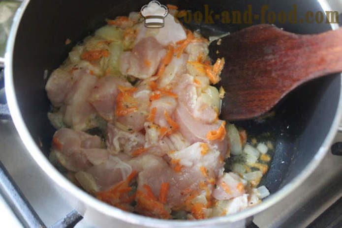 Lencse Pilaf csirke tejben - ízletes főzni a lencsét, csirke, lépésről lépésre recept fotók