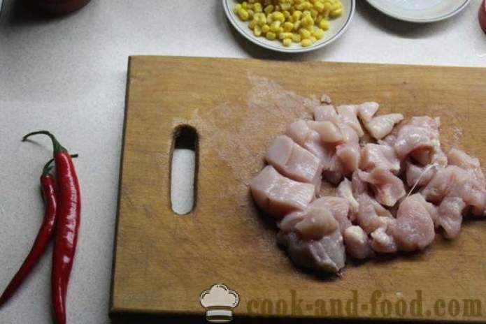 Csirke kínai édes-savanyú mártással -, hogyan kell főzni egy csirke a kínai, a lépésről lépésre recept fotók