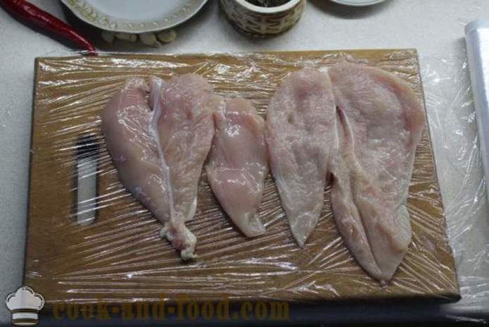 Házi csirke tekercs fólia - hogyan lehet a csirke roll otthon, lépésről lépésre recept fotók