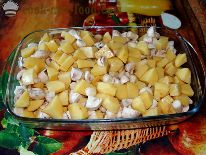 Burgonya gombával sült a kemencében - mint sült krumpli, gomba, lépésről lépésre recept fotók