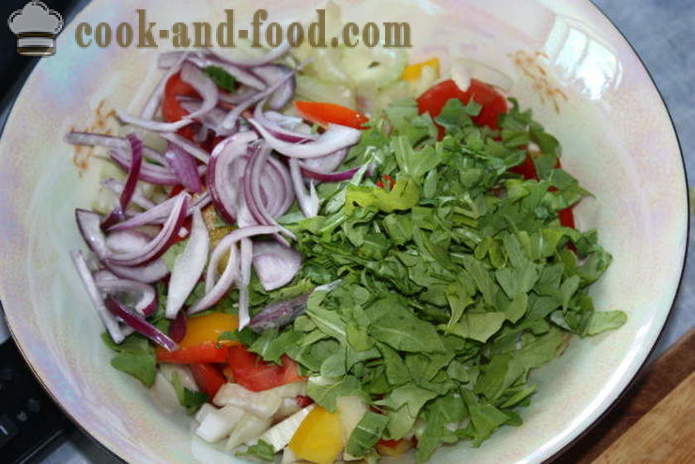 Saláta zöldségekkel és mozzarellával - hogyan lehet egy saláta sajttal, egy lépésről lépésre recept fotók