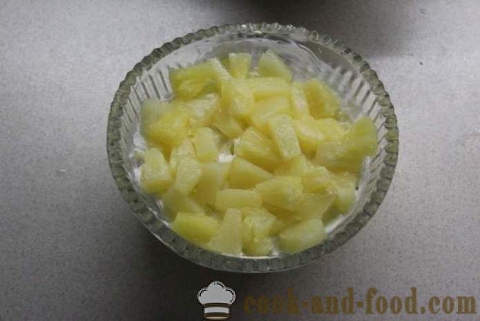 Rakott saláta gombával, emlő- és ananász - hogyan ananász saláta csirkével, lépésről lépésre recept fotók