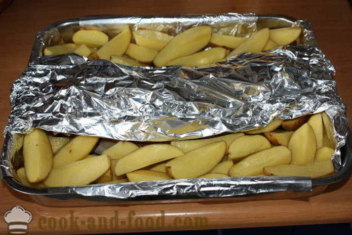 Sült sertésborda burgonyával kemencében - mint sült krumpli szalonnával, lépésről lépésre recept fotók