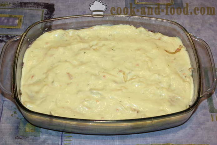 Lasagna csirkével és sajtmártással és a tej -, hogyan kell főzni lasagna otthon a sütőben, a lépésről lépésre recept fotók