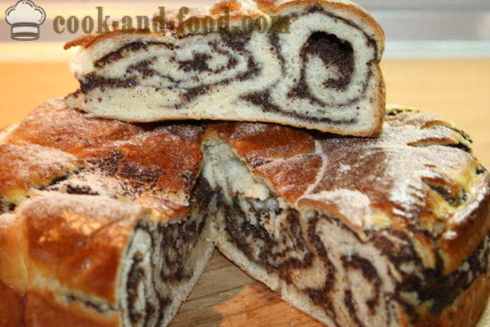 Mákos sütemény élesztő-csiga - hogyan mákos sütemény élesztős tészta, egy lépésről lépésre recept fotók