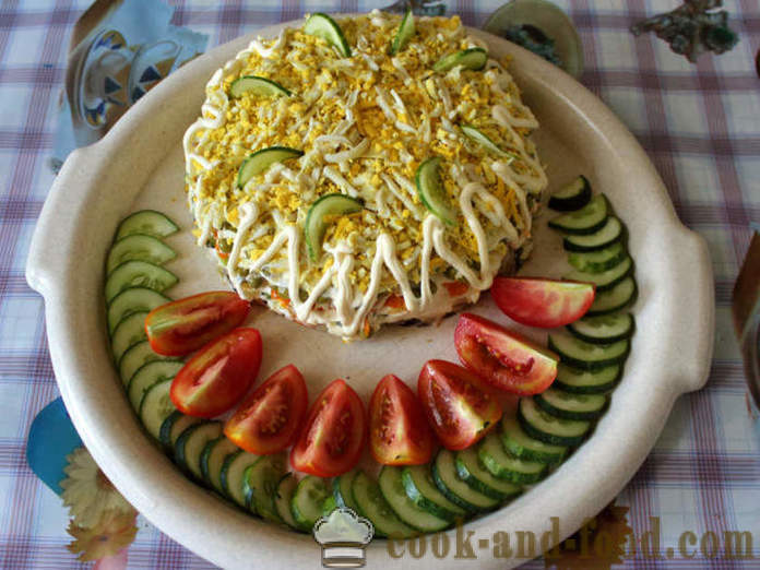 Egyszerű gomba saláta gombával és sajttal - hogyan kell elkészíteni a saláta, gomba, lépésről lépésre recept fotók