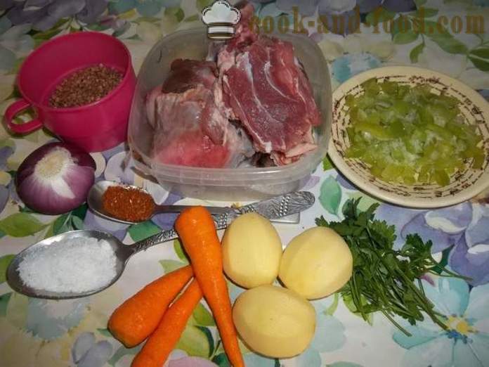 Hajdina leves marhahús -, hogyan kell főzni hajdina leves húsleves, lépésről lépésre recept fotók