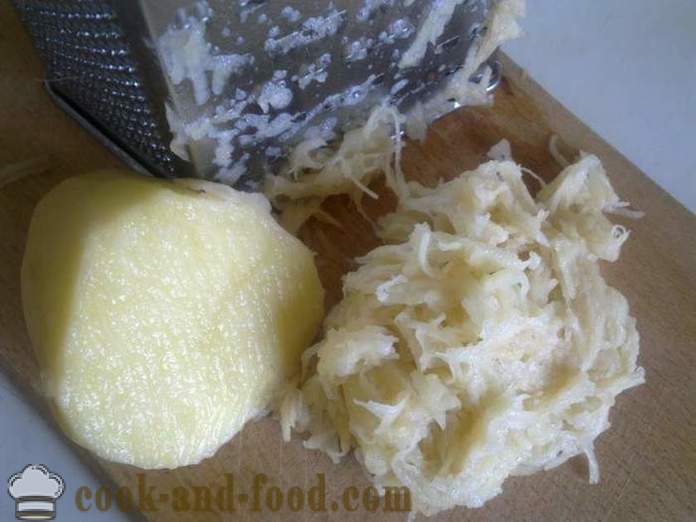 Rakott reszelt nyers burgonyát sajttal és fokhagymás - hogyan kell főzni egy finom rakott krumpli a sütőben, a lépésről lépésre recept fotók