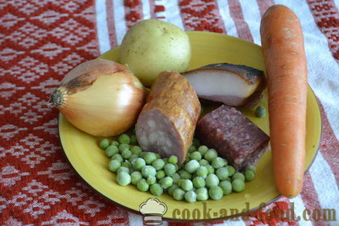 Ízletes zöldség leves füstölt hússal - hogyan kell főzni zöldségleves, lépésről lépésre recept fotók