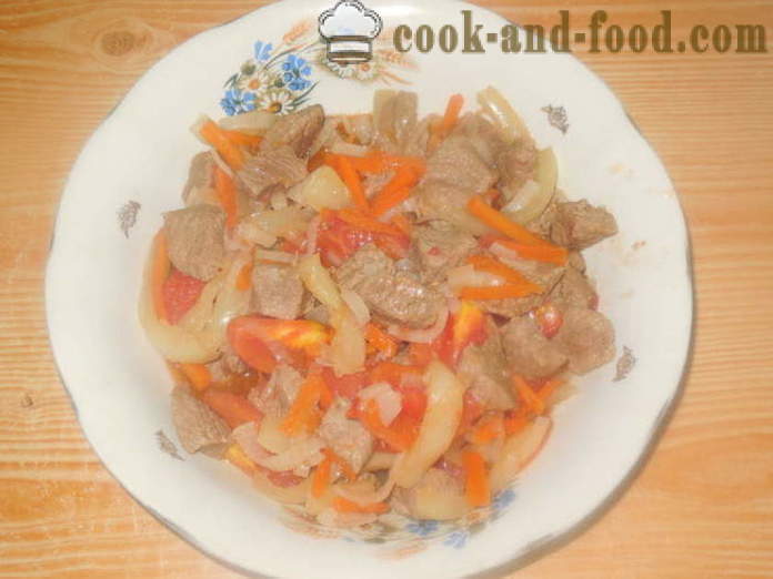 Bulgur búza zabkása hús és zöldség -, hogyan kell főzni Bulgur multivarka, lépésről lépésre recept fotók