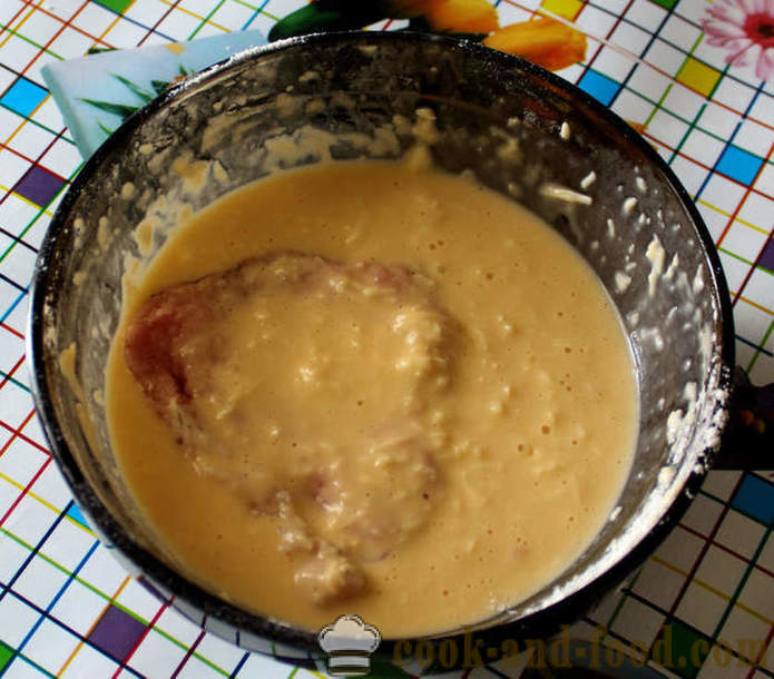 Sertéskaraj sajttal tésztát -, hogyan kell főzni karaj egy serpenyő, egy lépésről lépésre recept fotók