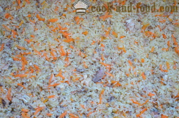 Sovány hal pilaf - hogyan kell főzni rizottó hal konzerv, lépésről lépésre recept fotók