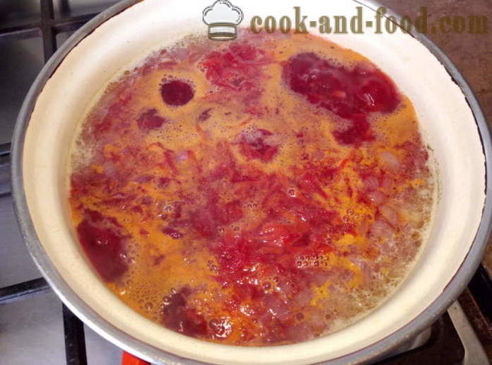 Leves cékla, ecetes paradicsom -, hogyan kell főzni levest, egy lépésről lépésre recept fotók