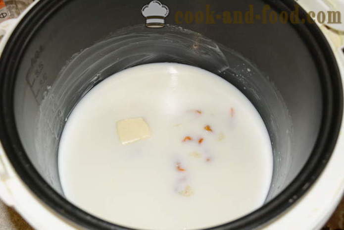 Finom rizs zabkása tejjel multivarka - hogyan főzés rizs tej zabkása, egy lépésről lépésre recept fotók