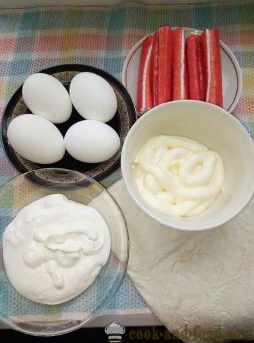 Pita a rák botok tojással és majonézzel - hogyan lehet rák roll lavash, lépésről lépésre recept fotók