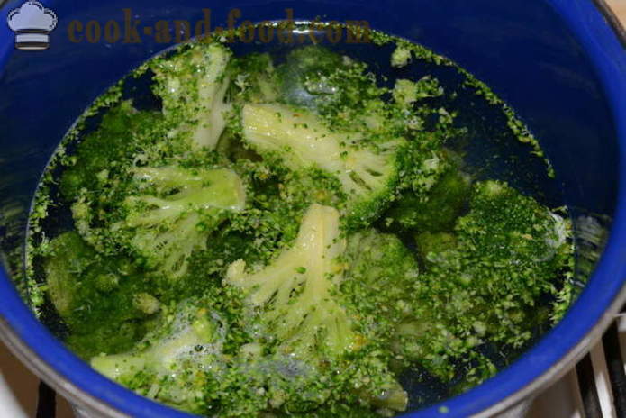 Ízletes zöldség püré fagyasztott brokkoli -, hogyan kell főzni brokkoli püré, lépésről lépésre recept fotók