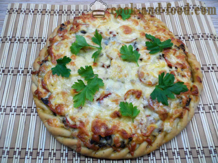 A legegyszerűbb házi pizza ugrásszerűen, és a legjobb öntetek pizza - hogyan kell főzni pizza élesztő, lépésről lépésre recept fotók