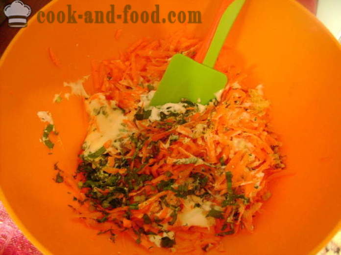 Majonéz finom saláta vad fokhagyma, sárgarépa, fokhagyma és dió -, hogyan kell főzni sárgarépa saláta medvehagyma, a lépésről lépésre recept fotók