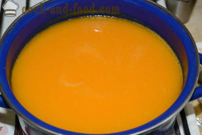 Cream tök, sárgarépa, zeller nélkül krém -, hogyan kell főzni egy finom sütőtök leves, lépésről lépésre recept fotók