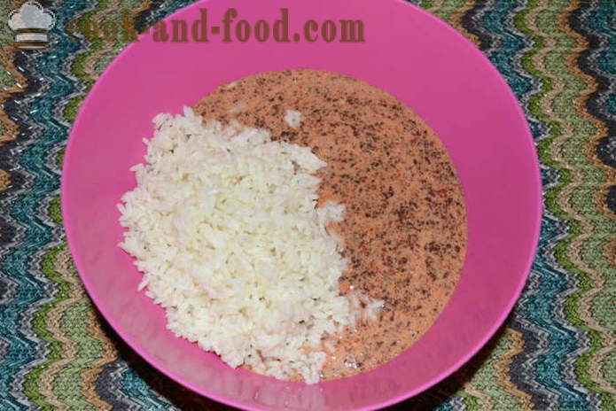 Finom rakott máj rizzsel -, hogyan kell főzni a máj rakott a kemencében, a lépésről lépésre recept fotók